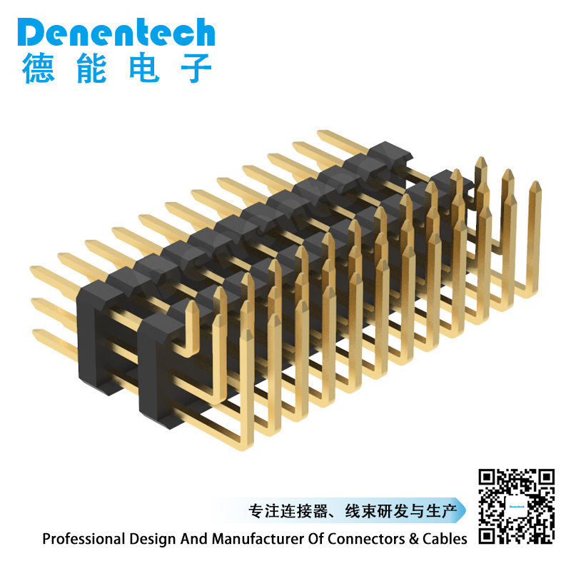 Denentech 2.54mm pin header triple row dual plastic right angle  2.54 mm pin header connector